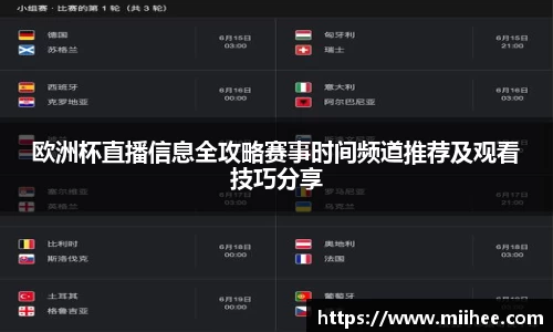欧洲杯直播信息全攻略赛事时间频道推荐及观看技巧分享